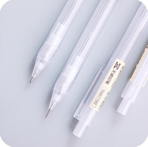 0.7 mm Simple Transparent Plastic Mechanical Pencil Automatic Pen For Kid School Office Supply